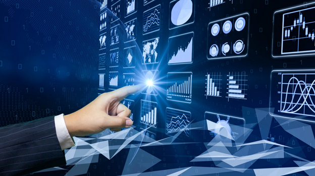 illustrative graphic of a hand selecting from a display of many apps